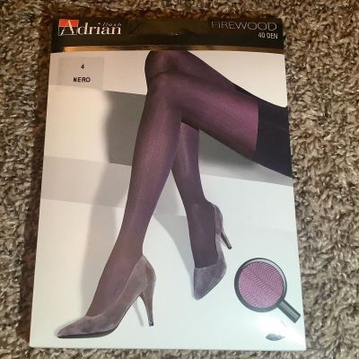 Adrian Ilash firewood patterned tights, 40 denier, color nero (black), size: L